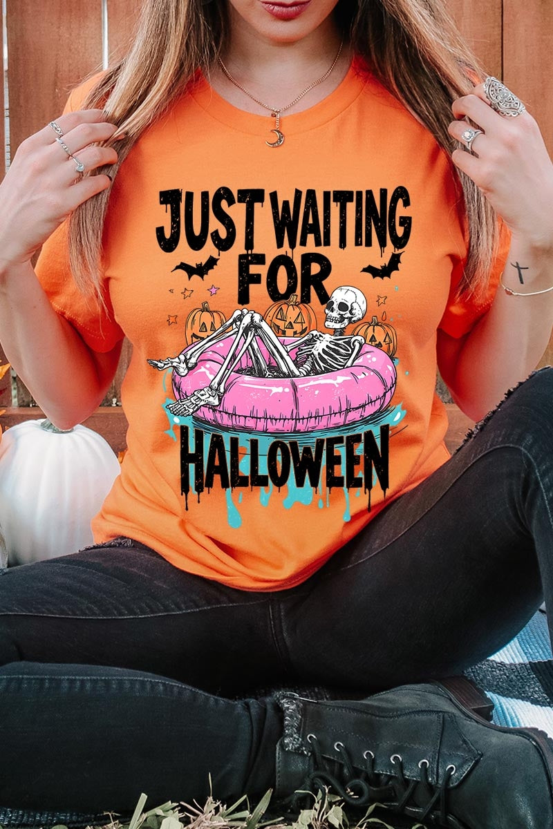 US3001-E3138 Just Waiting For Halloween Graphic Tee $12.5