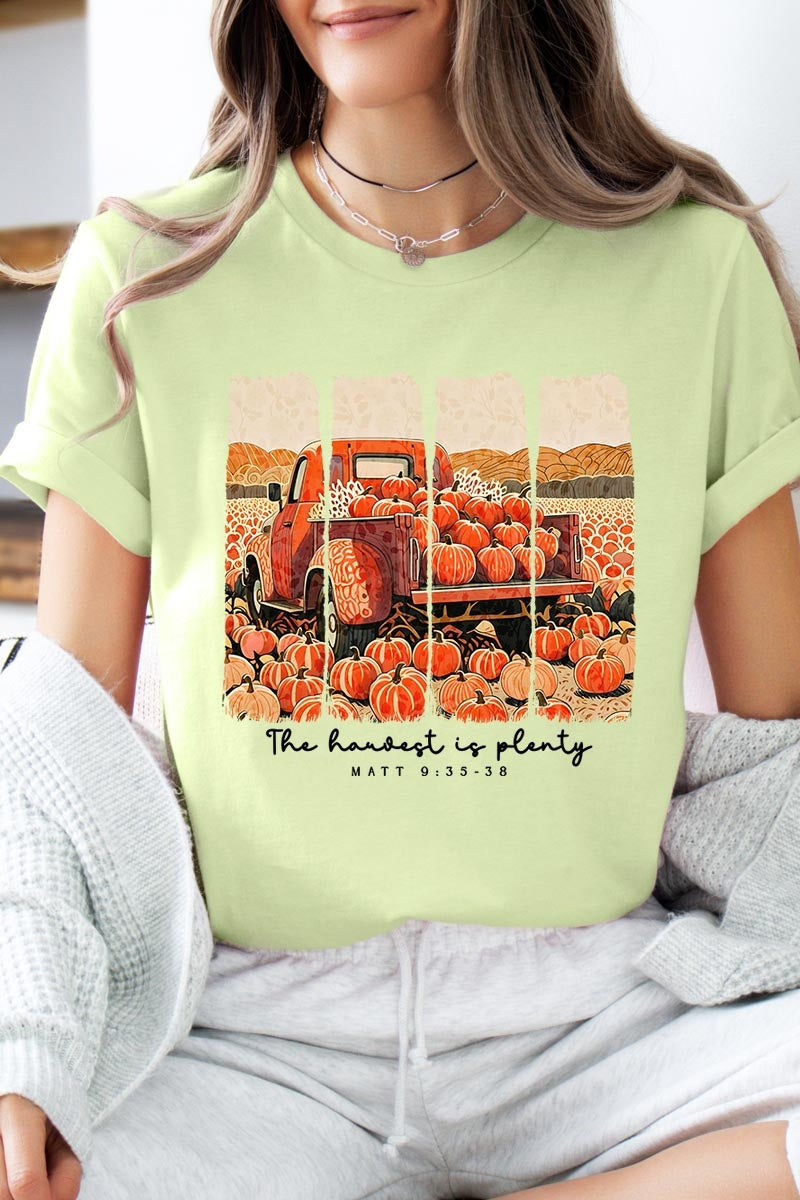 US3001P-E3172 Harvest Is Plenty Graphic Plus Tee $16