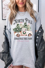 US3001-E3174 North Pole Christmas Graphic Tee $12.5