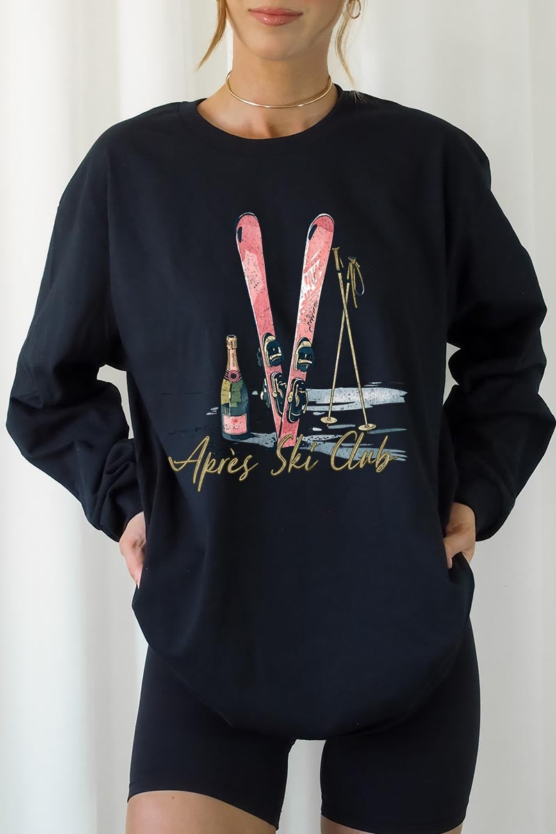 UL240-E3187 Apres Ski Club Graphic Long Sleeve Tee $13.75
