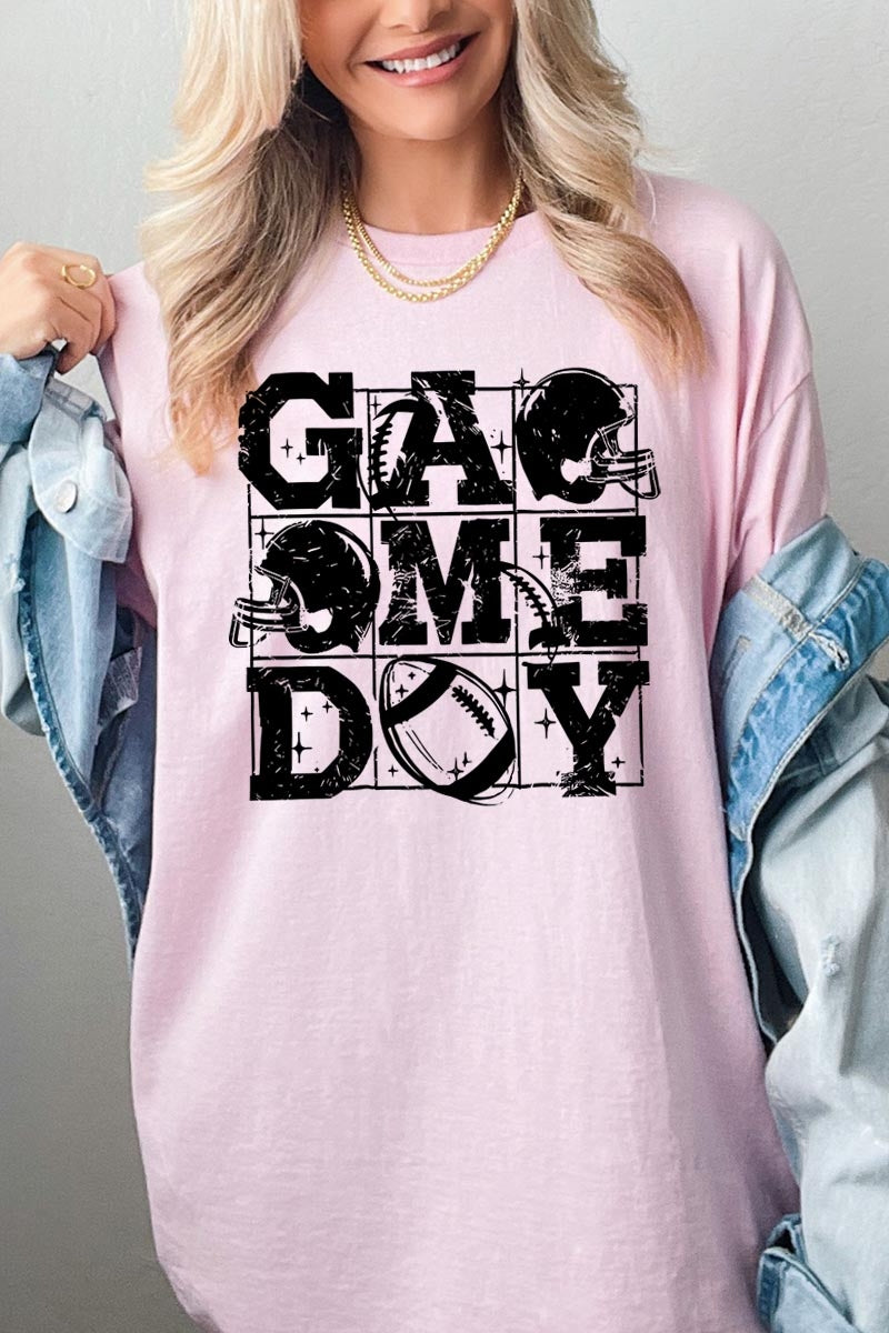 5000-E3073 Distressed Game Day Graphic Heavy Cotton Tee $9