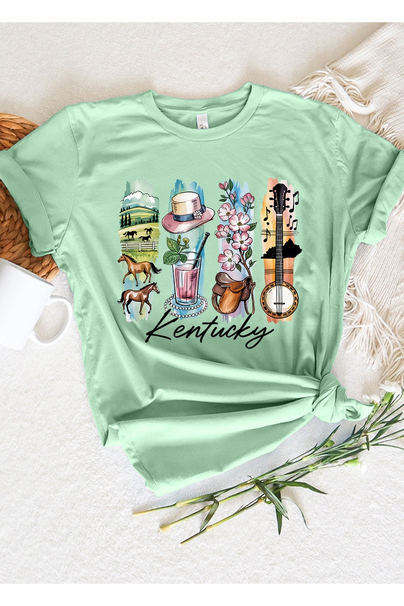 US3001P-E3061KY Kentucky State Brushstroke Graphic Plus Tee $16
