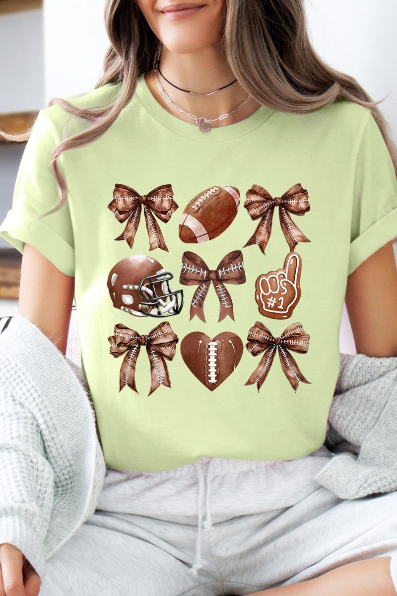 US3001P-E3054 Cute Football and Bow Graphic Plus Tee $16