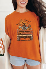 5000P-E3150 Halloween Truck Dogs Graphic Plus Heavy Cotton Tee $12.75