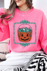 UL180P-E3140 Halloween turquoise pumpkin Plus Sweatshirt $25