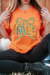 US3001P-E3121 Fall Brushstroke Bow Graphic Plus Tee $16