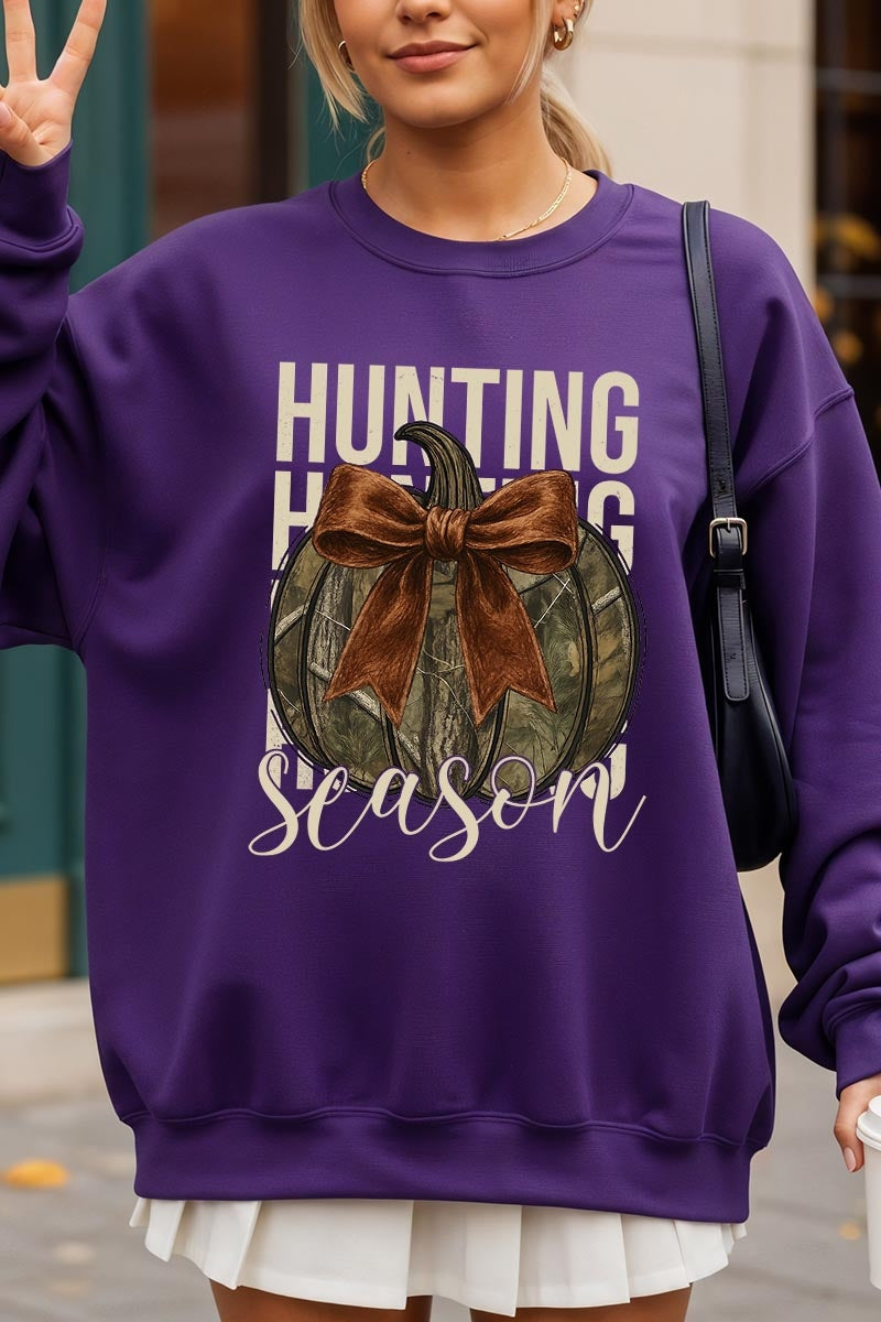 UL180-E3190 Hunting Pumpkin Bow Graphic Sweatshirt $20