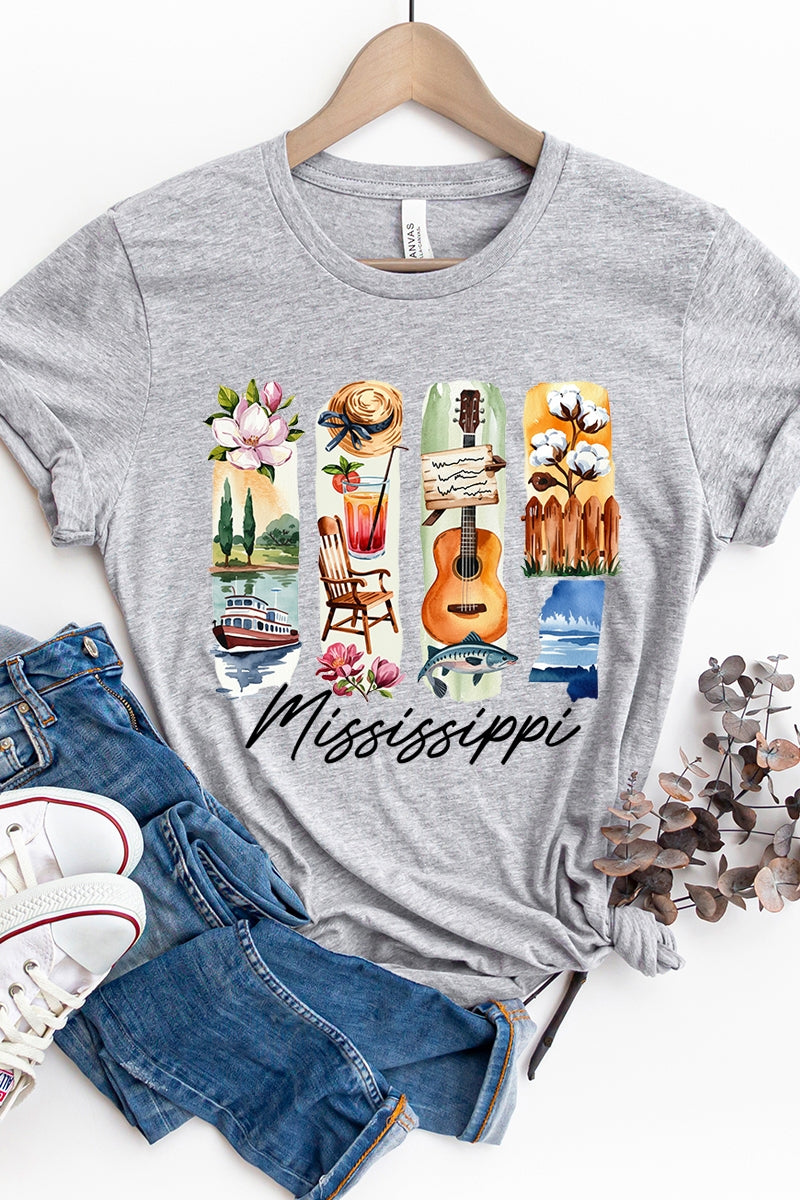 US3001P-E3061MS Mississippi State Brushstroke Graphic Plus Tee $16