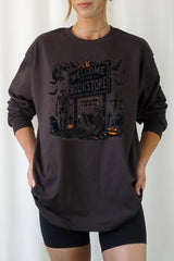 UL240P-E3122 Bookstore Halloween Graphic Plus Long Sleeve Tee $17