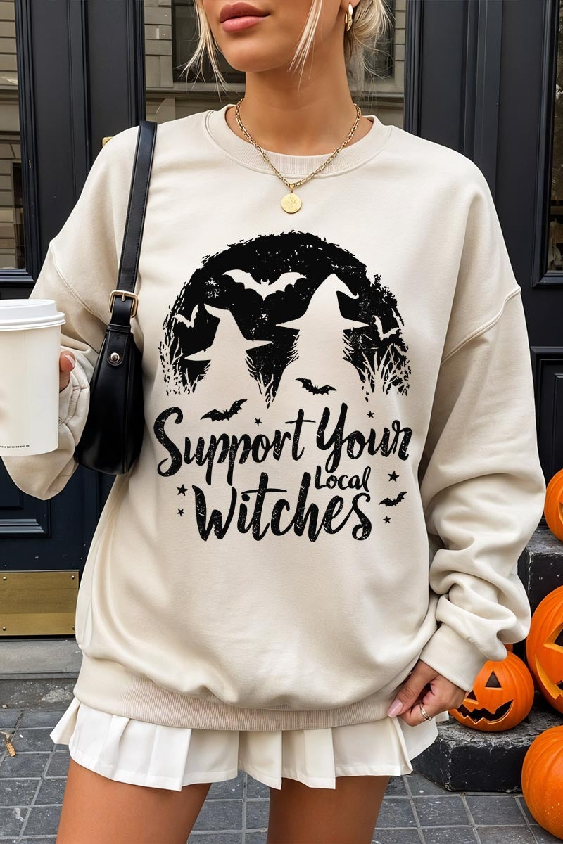 UL180P-E3161 Local Witches Halloween Graphic Plus Sweatshirt $25