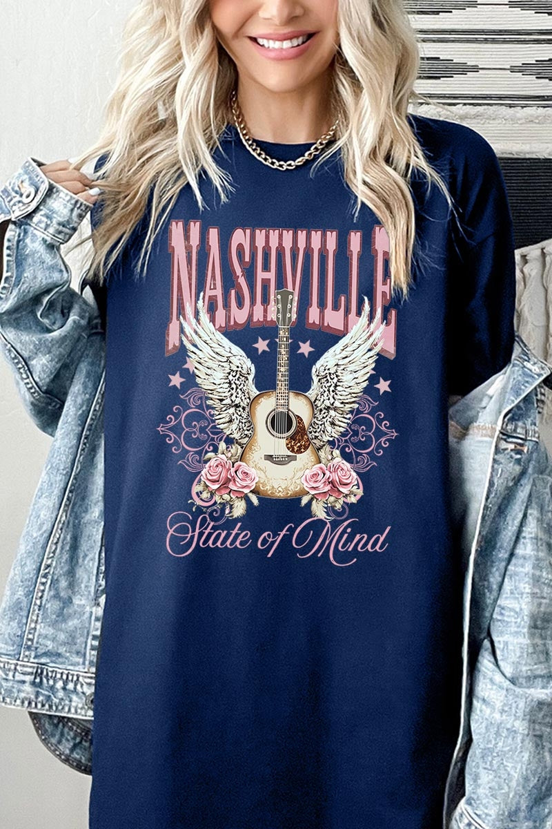 5000-E3157 Nashville Rose Graphic Heavy Cotton Tee $9
