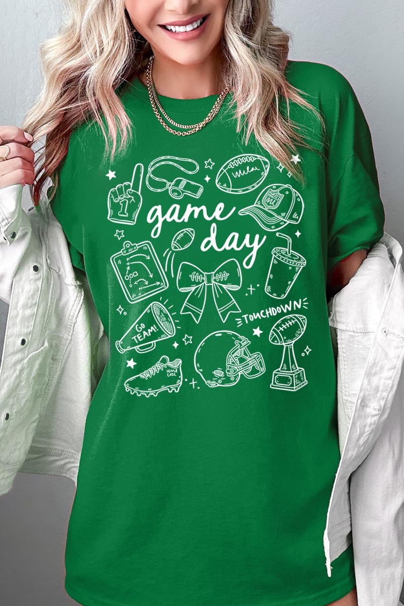 5000-E3081 Football Doodles Graphic Heavy Cotton Tee $9
