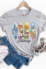 US3001P-E3061IL Illinois State Brushstroke Graphic Plus Tee $16
