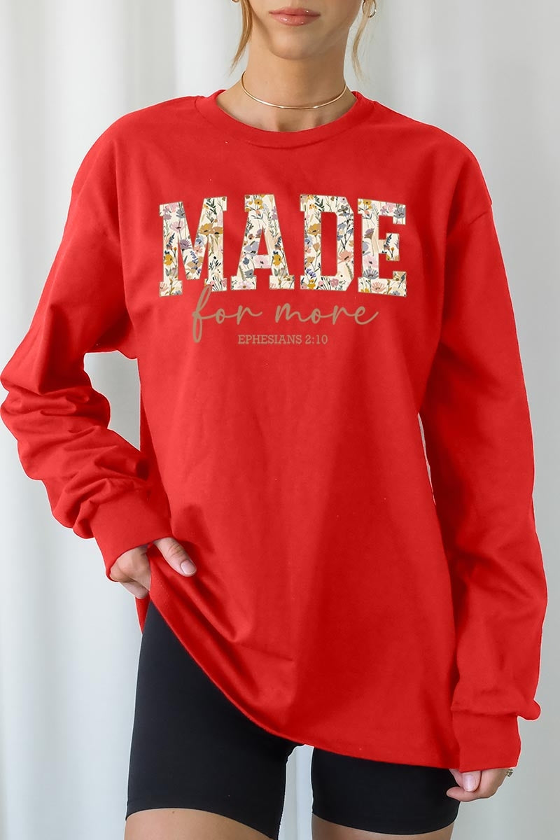 UL240P-E3068 Made for More Faith Graphic Plus Long Sleeve Tee $17