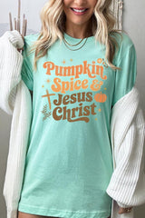 US3001-E3164 Pumpkin Spice & Jesus Graphic Tee $12.5