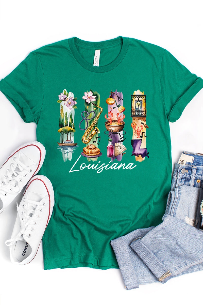 US3001-E3061LA Louisiana State Brushstroke Graphic Tee $12.5
