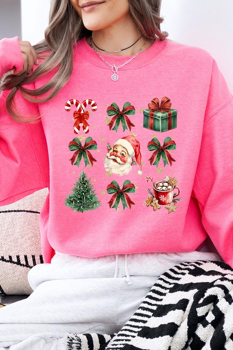 UL180-E3217 Santa Gifts & Bows Christmas Graphic Sweatshirt $20