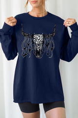UL240-E3176 Western Bullskull Graphic Long Sleeve Tee $13.75