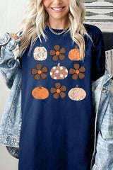 5000P-E3117 Pumpkins & Flowers Fall Plus Heavy Cotton Tee $12.75