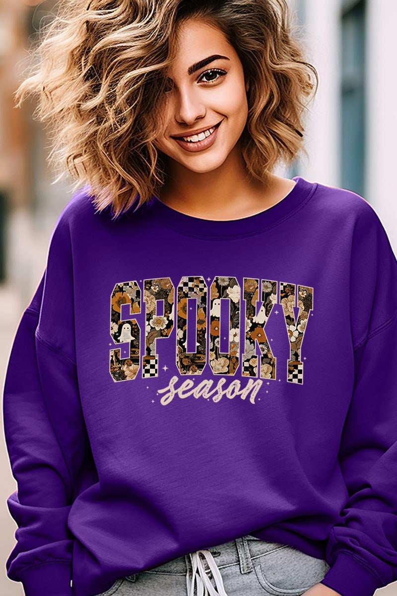 UL180P-E3105 Spooky Season Halloween Graphic Plus Sweatshirt $25