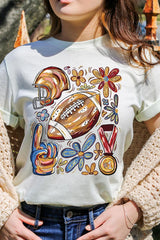 US3001P-E3072 Retro Floral Football Graphic Plus Tee $16