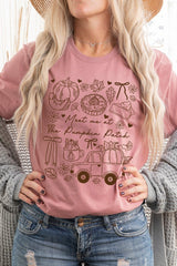 US3001-E3163 Pumpkin Patch Doodle Graphic Tee $12.5