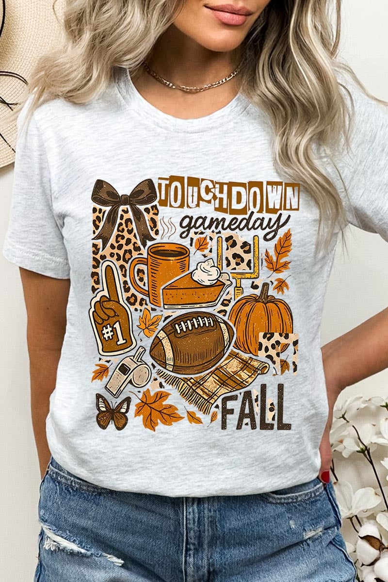 US3001-E3134 Fall Football Collage Graphic Tee $12.5