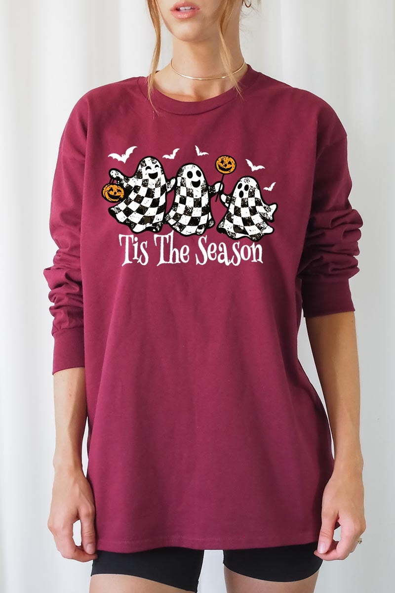 UL240-E3124 Retro Ghosts Graphic Long Sleeve Tee $13.75