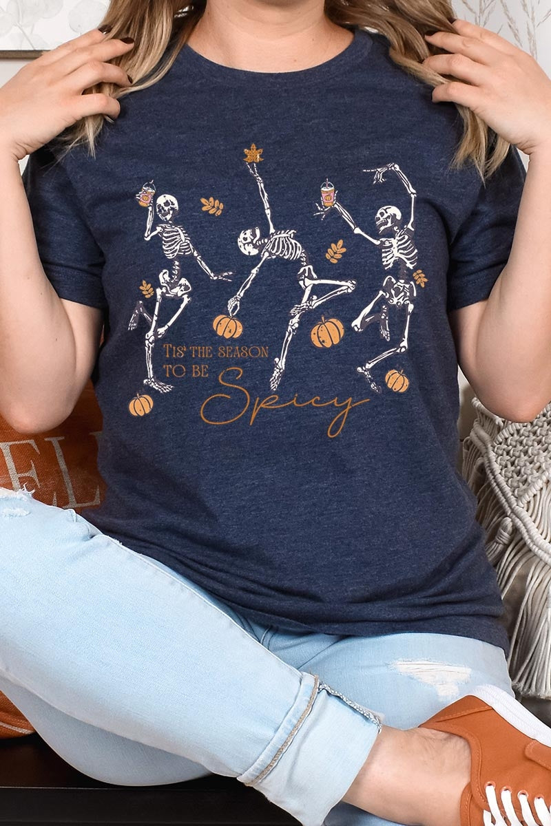 US3001P-E3123 Halloween Skeleton Graphic Plus Tee $16