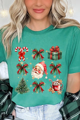 US3001P-E3217 Santa Gifts & Bows Christmas Graphic Plus Tee $16