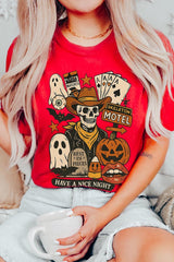 US3001-E3107 Spooky Western Skeleton Graphic Tee $12.5