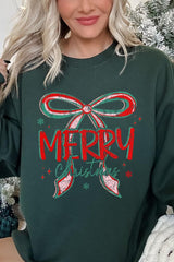 UL180P-E3197 Merry Christmas Bow Graphic Plus Sweatshirt $25