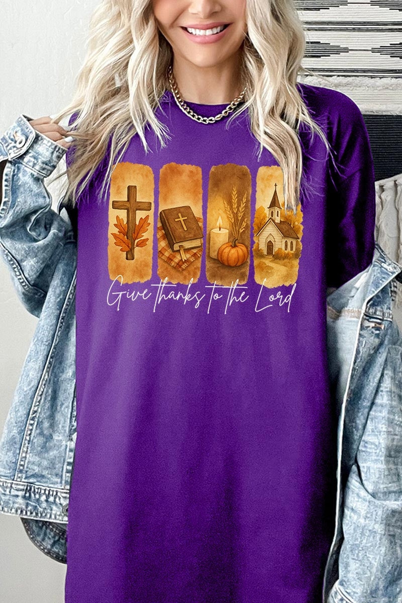 5000-E3169 Give Thanks To The Lord Graphic Heavy Cotton Tee $9
