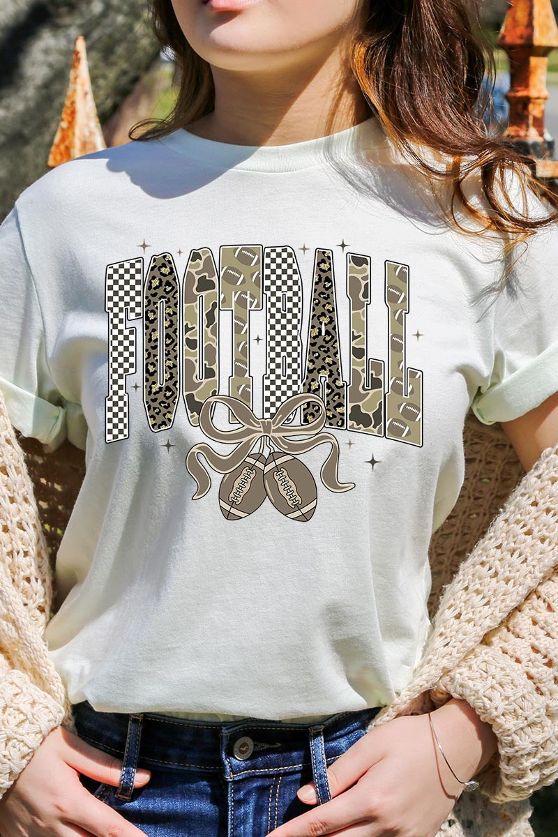 US3001-E3132 Camo Football Graphic Tee $12.5