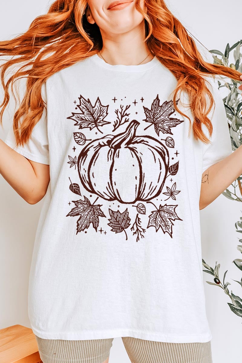 5000P-E3162 Fall Pumpkin Graphic Plus Heavy Cotton Tee $12.75