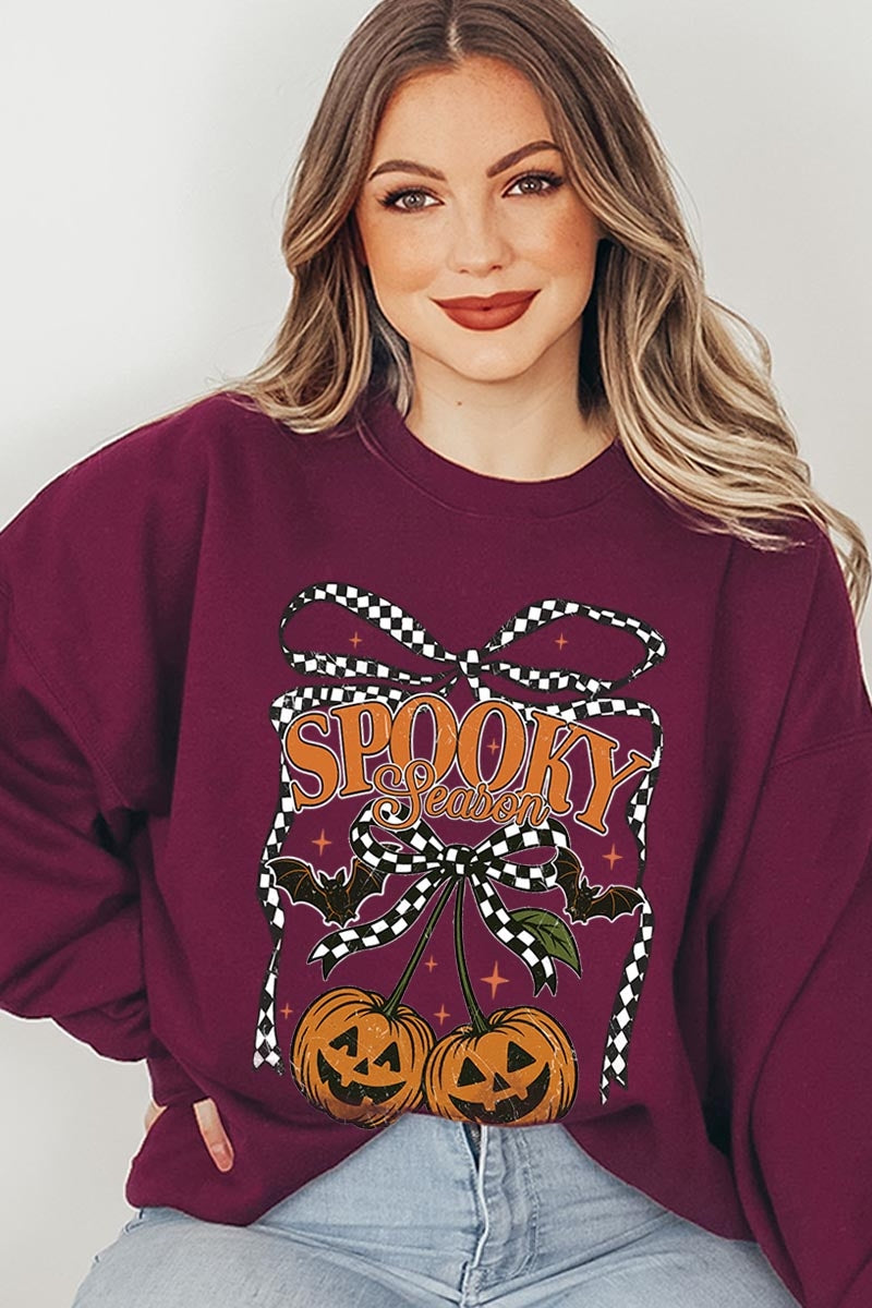 UL180-E3085 Pumpkin Cherries Graphic Sweatshirt $20