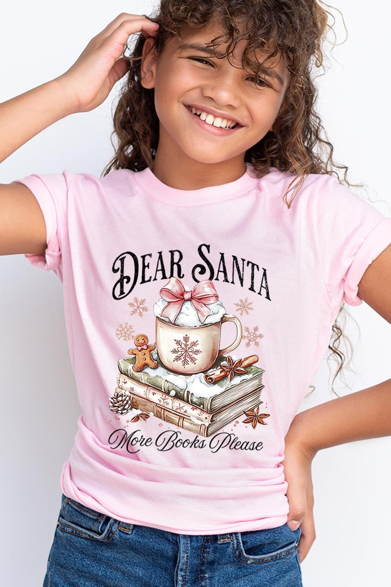 US3001Y-E3205Z Dear Santa Books Kids Graphic Tee $11