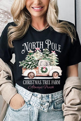 US3001P-E3174 North Pole Christmas Graphic Plus Tee $16