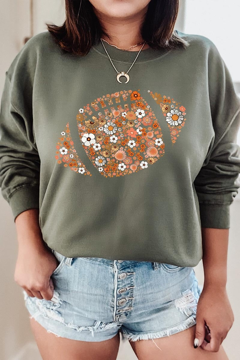 UL180P-E3133 Floral Football Graphic Plus Sweatshirt $25