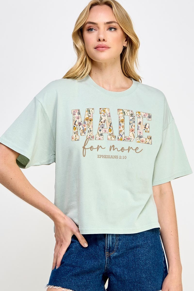 CTS-E3068 Made for More Faith Graphic Relaxed Crop Top $11