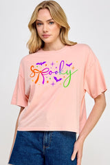CTS-E3109 Spooky Halloween Graphic Relaxed Crop Top $11