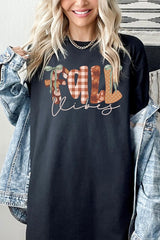 5000-E3071 Fall Vibes Rustic Script Graphic Heavy Cotton Tee $9