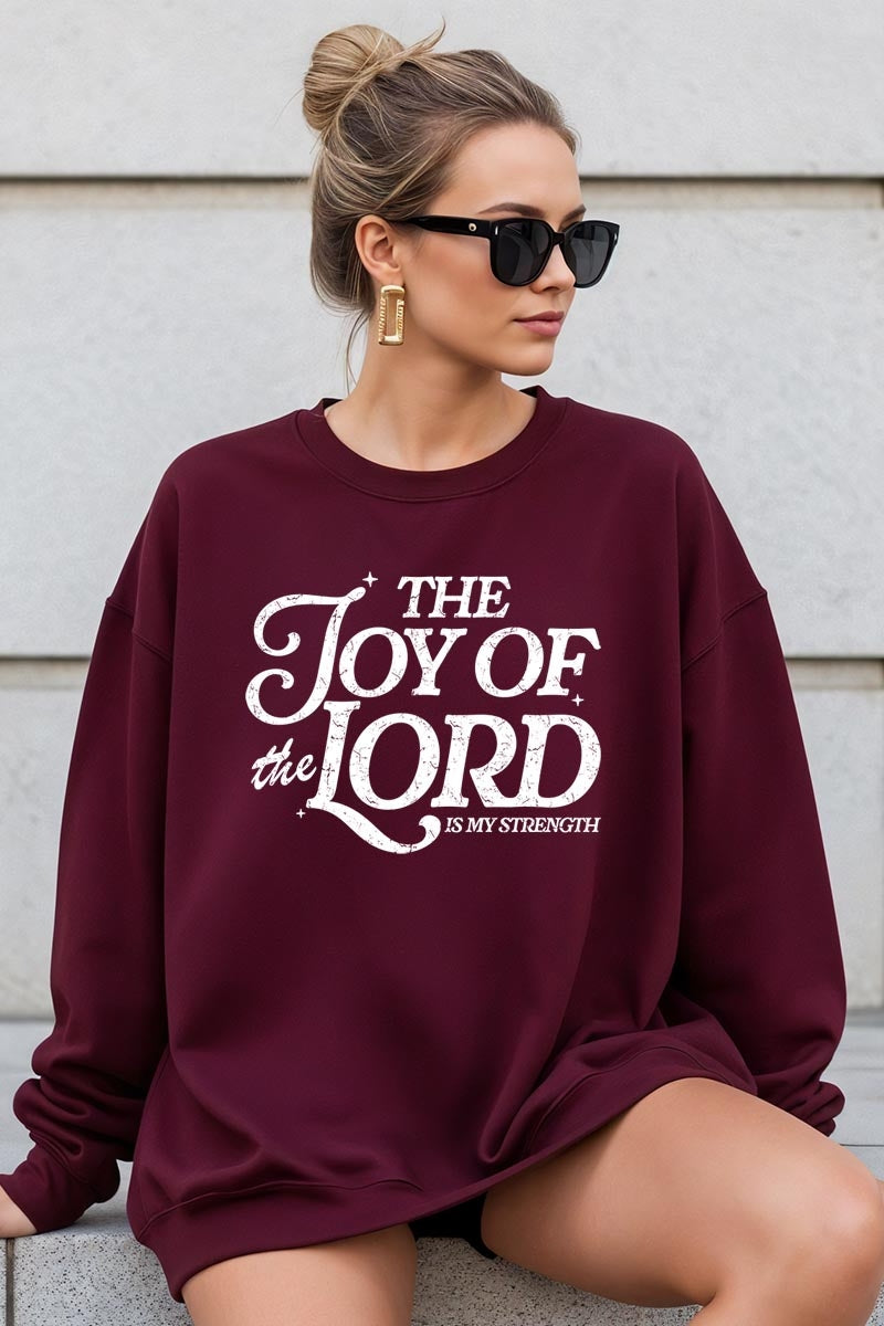 UL180P-E3179 Joy of the Lord Graphic Plus Sweatshirt $25