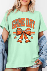 5000P-E3064 Orange Football Bow Graphic Plus Heavy Cotton Tee $12.75