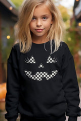 UL180B-E3149Z Checker Pumpkin Face Kids Graphic Sweatshirt $20