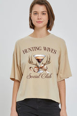 CTS-E3191 Hunting Wives Social Club Graphic Relaxed Crop Top $11