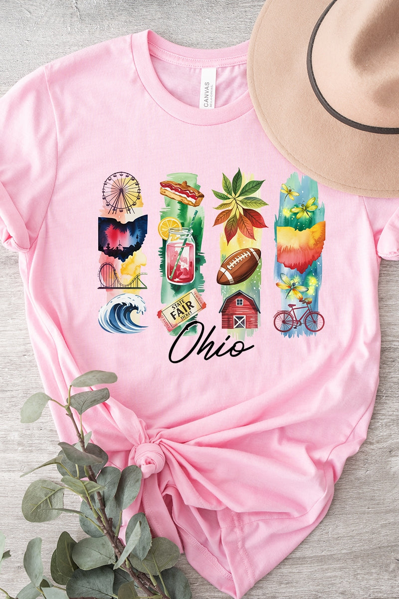 US3001-E3061OH Ohio State Brushstroke Graphic Tee $12.5