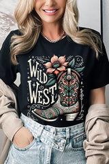 US3001-E3100 Wild West Cowgirl Boot Graphic Tee $12.5