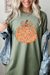 5000P-E3135 Floral Fall Pumpkin Graphic Plus Heavy Cotton Tee $12.75