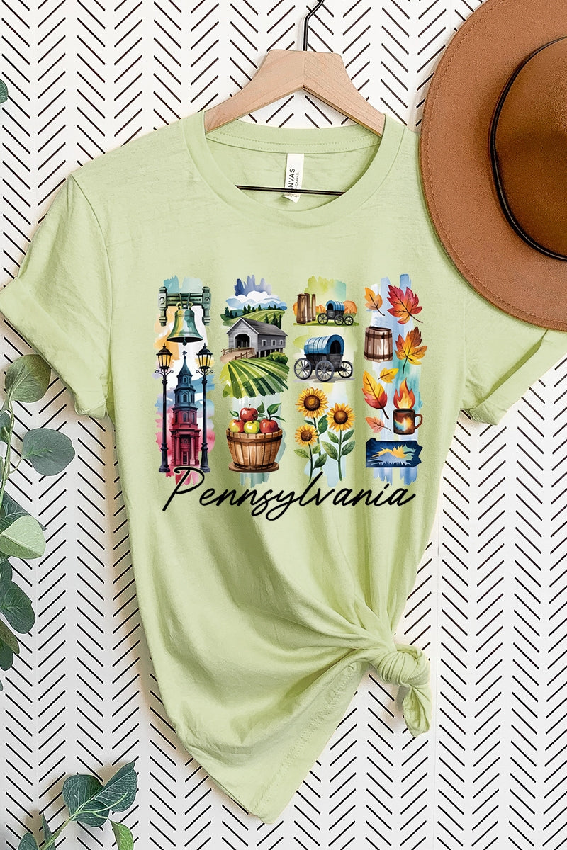 US3001P-E3061PA Pennsylvania State Brushstroke Graphic Plus Tee $16